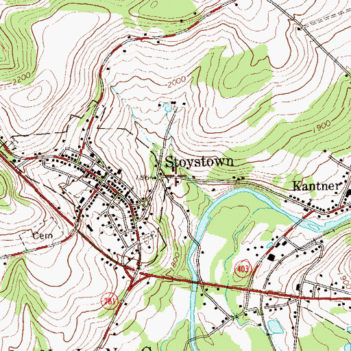 Topographic Map of Stoystown, PA