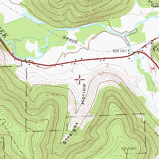 Topographic Map of Straight Hollow, PA