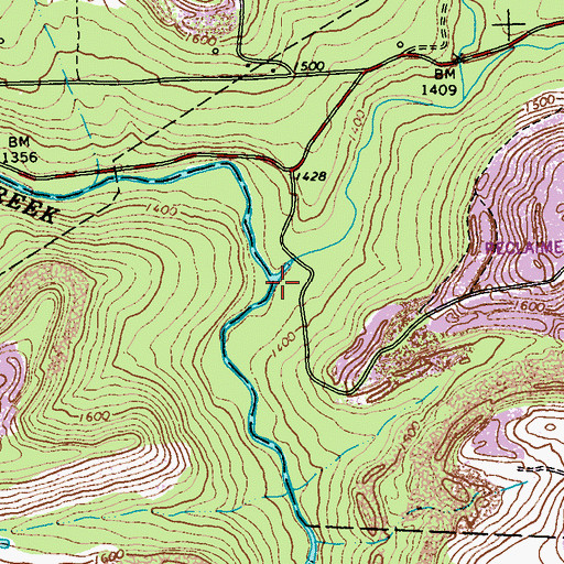 Topographic Map of Straight Run, PA