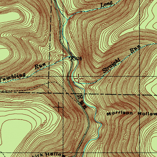 Topographic Map of Straight Run, PA