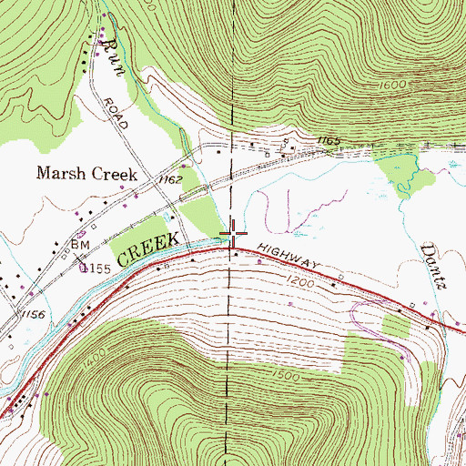 Topographic Map of Straight Run, PA