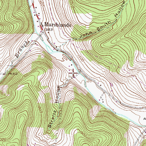 Topographic Map of Straitz Hollow, PA
