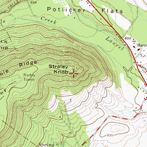 Topographic Map of Straley Knob, PA