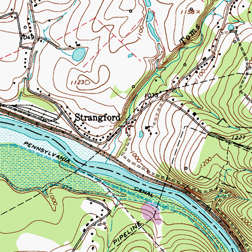 Topographic Map of Strangford, PA