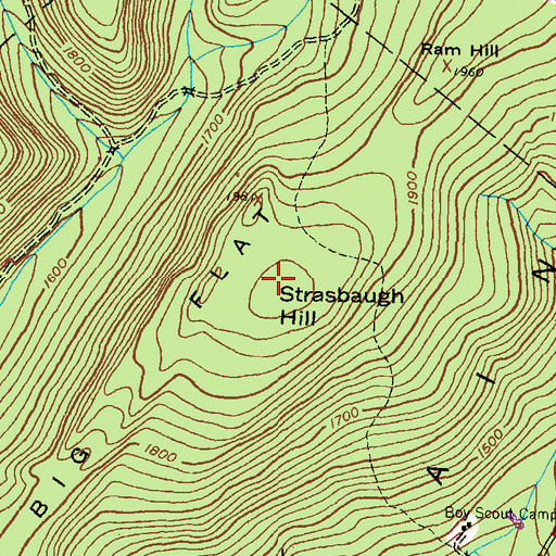 Topographic Map of Strasbaugh Hill, PA