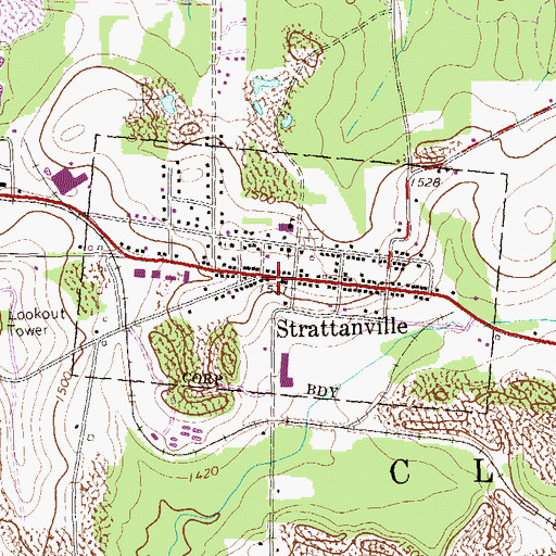 Topographic Map of Strattanville, PA