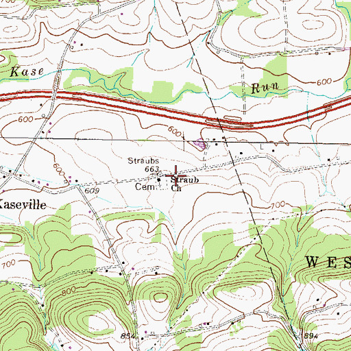 Topographic Map of Straub Church, PA