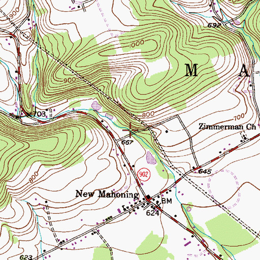 Topographic Map of Strauss Valley, PA