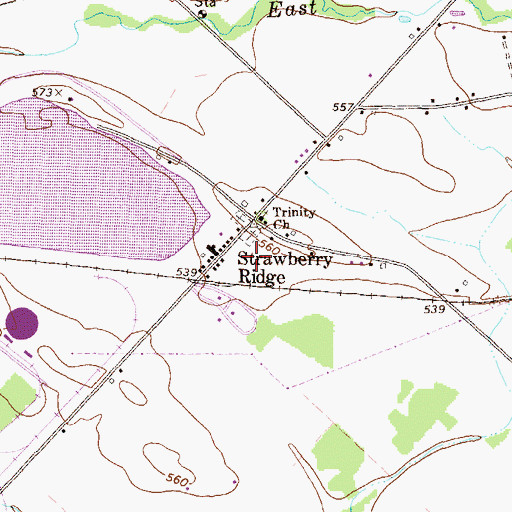 Topographic Map of Strawberry Ridge, PA