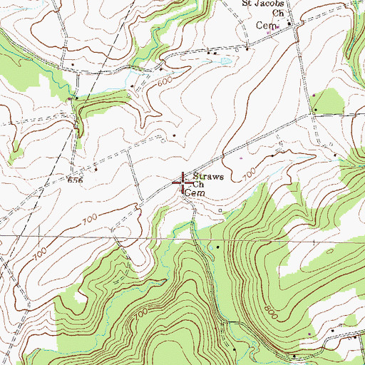 Topographic Map of Straws Church, PA