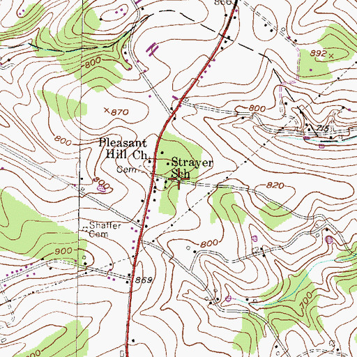 Topographic Map of Strayer School, PA
