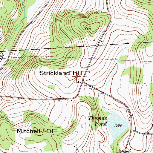 Topographic Map of Strickland Hill, PA