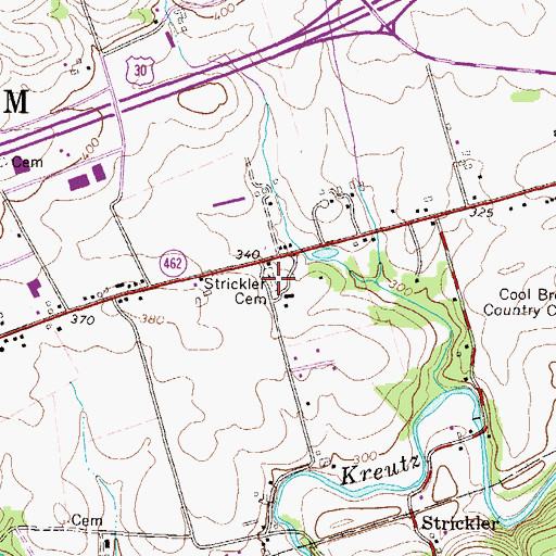 Topographic Map of Strickler Cemetery, PA