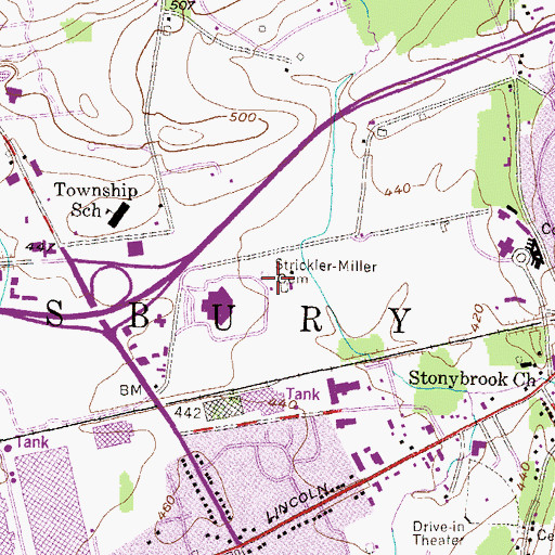 Topographic Map of Strickler - Miller Cemetery, PA
