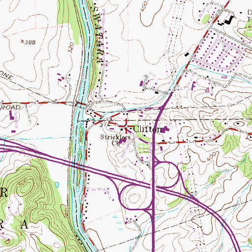 Topographic Map of Stricklers Menonite Church, PA