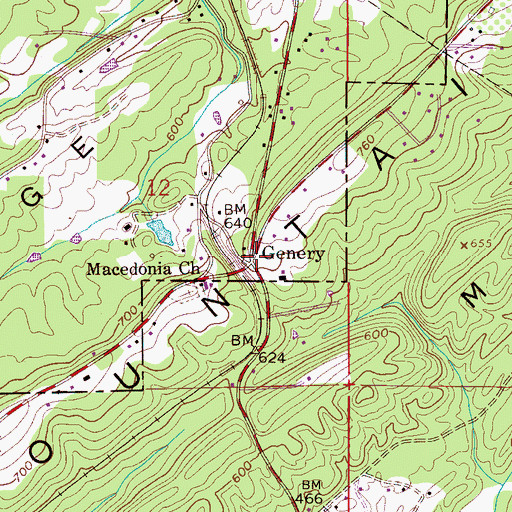 Topographic Map of Genery, AL