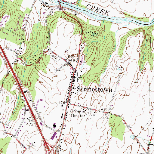 Topographic Map of Strinestown, PA