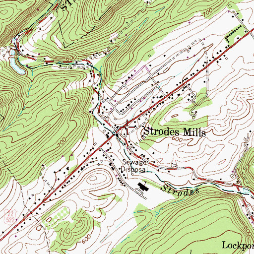 Topographic Map of Strodes Mills, PA