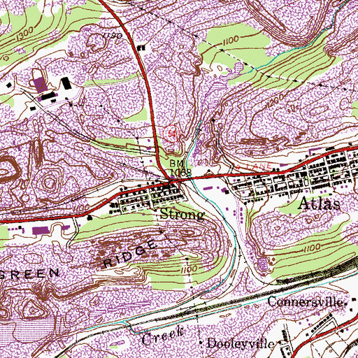 Topographic Map of Strong, PA