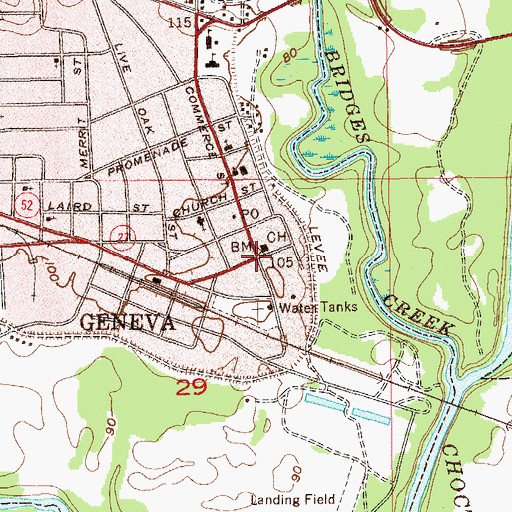 Topographic Map of Geneva, AL
