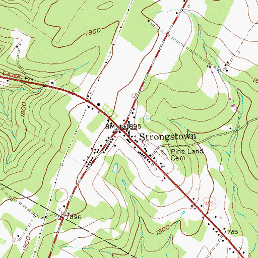 Topographic Map of Strongstown, PA