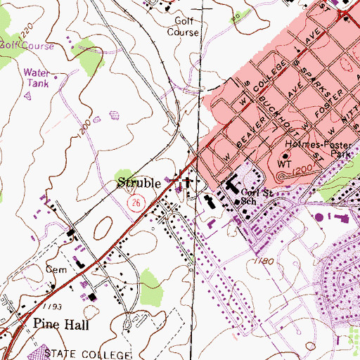 Topographic Map of Struble, PA