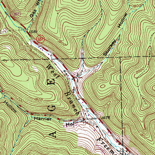 Topographic Map of Stuckey Hollow, PA