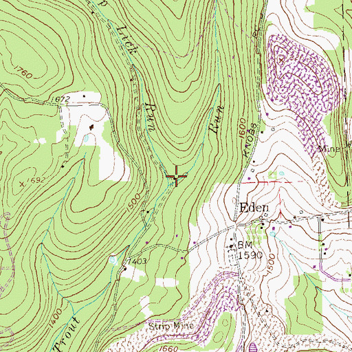 Topographic Map of Stump Lick Run, PA