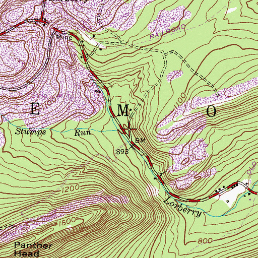 Topographic Map of Stumps Run, PA