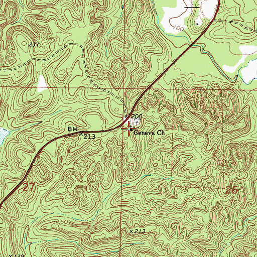 Topographic Map of Geneva Presbyterian Church, AL