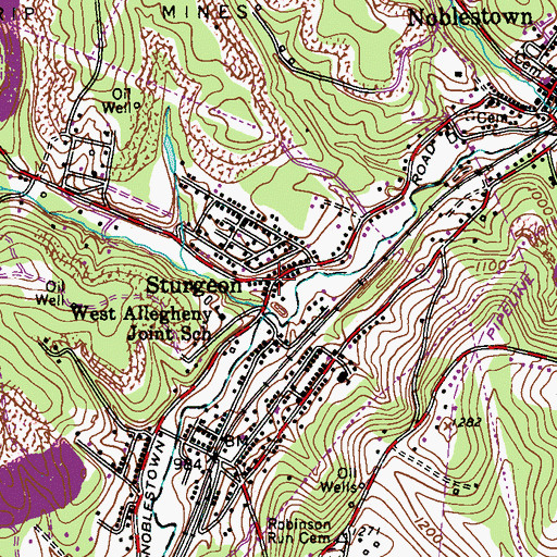 Topographic Map of Sturgeon, PA