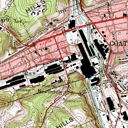 Topographic Map of Sucker Run, PA