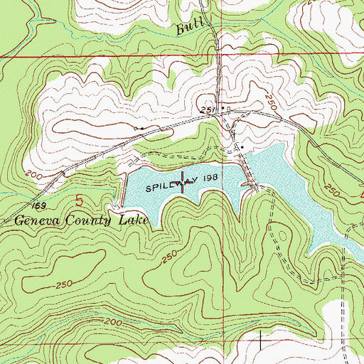 Topographic Map of Geneva County Lake, AL