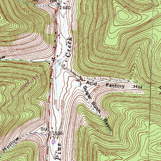 Topographic Map of Sugar Bush Hollow, PA