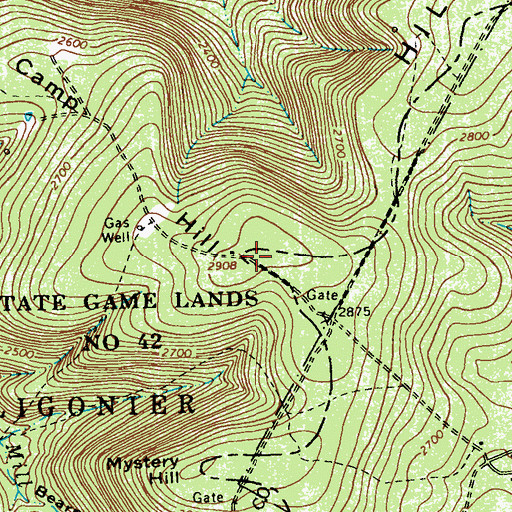Topographic Map of Sugar Camp Hill, PA