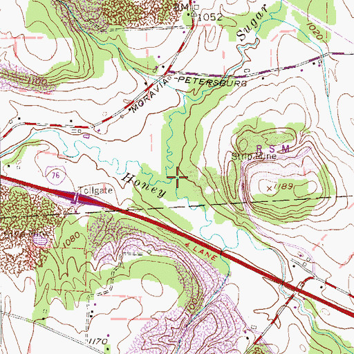 Topographic Map of Sugar Creek, PA
