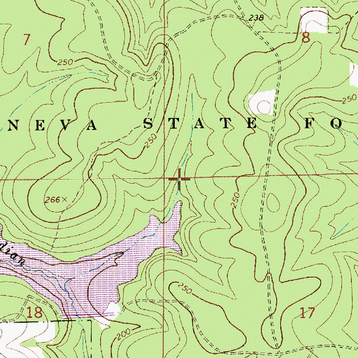 Topographic Map of Geneva State Forest, AL