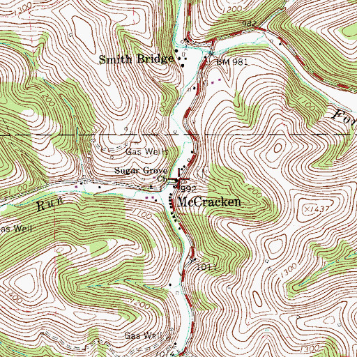 Topographic Map of Sugar Grove Church, PA