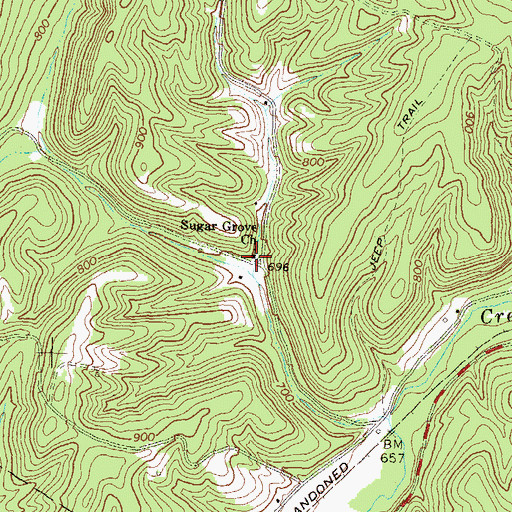 Topographic Map of Sugar Grove Church, PA