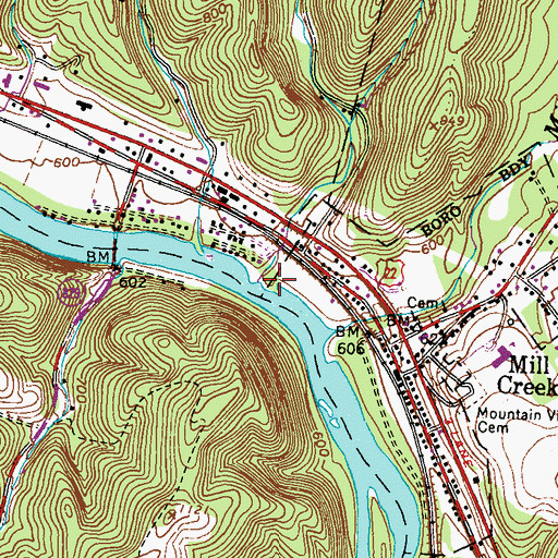 Topographic Map of Sugar Grove Run, PA