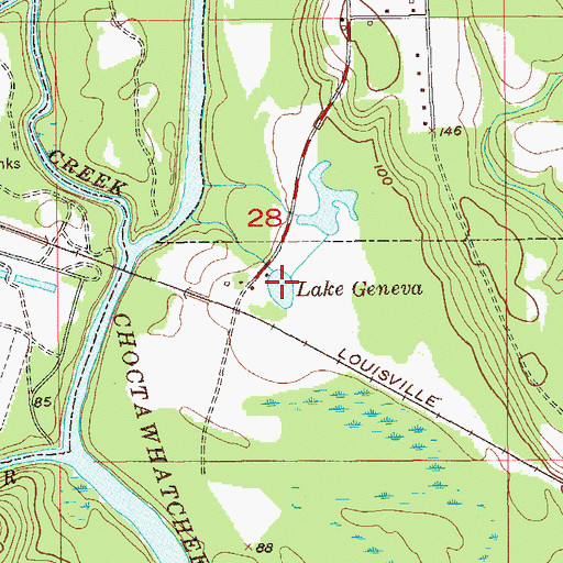 Topographic Map of Lake Geneva, AL