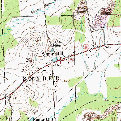 Topographic Map of Sugar Hill, PA