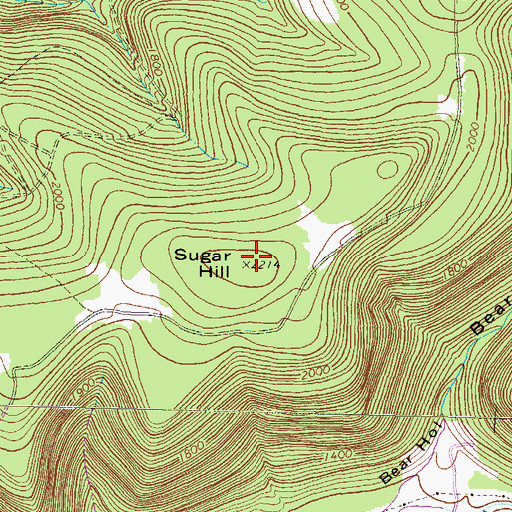 Topographic Map of Sugar Hill, PA
