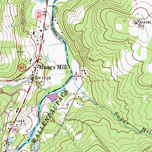 Topographic Map of Sugar Hill Creek, PA