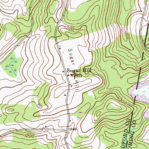 Topographic Map of Sugar Hill School, PA