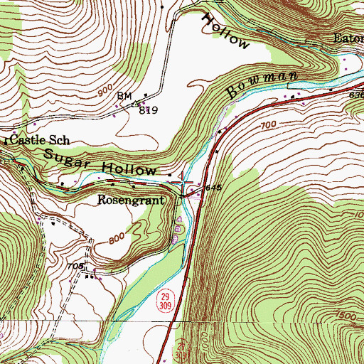 Topographic Map of Sugar Hollow, PA