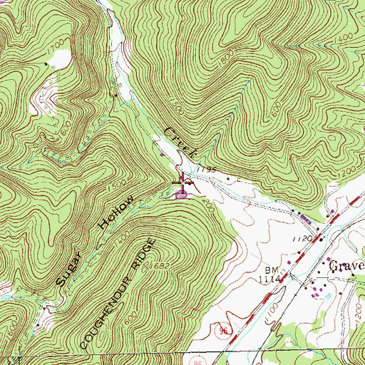 Topographic Map of Sugar Hollow, PA