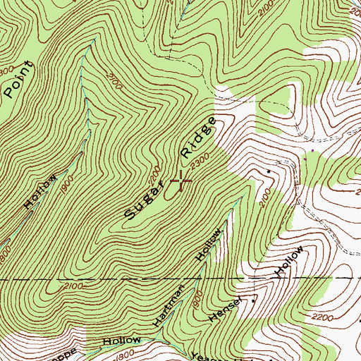 Topographic Map of Sugar Ridge, PA