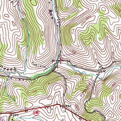 Topographic Map of Sugar Run, PA