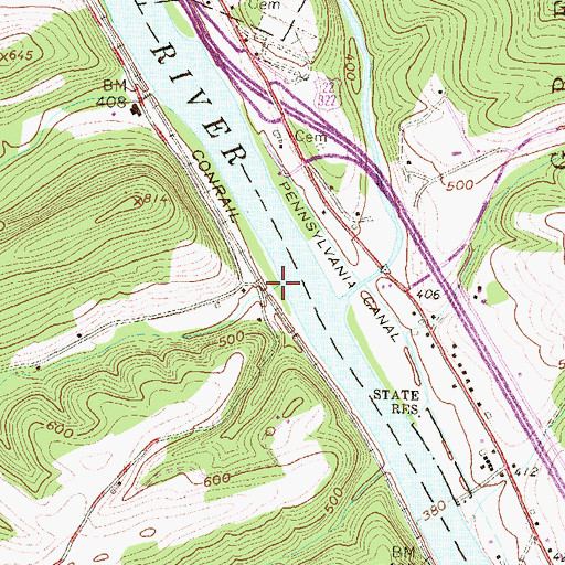 Topographic Map of Sugar Run, PA